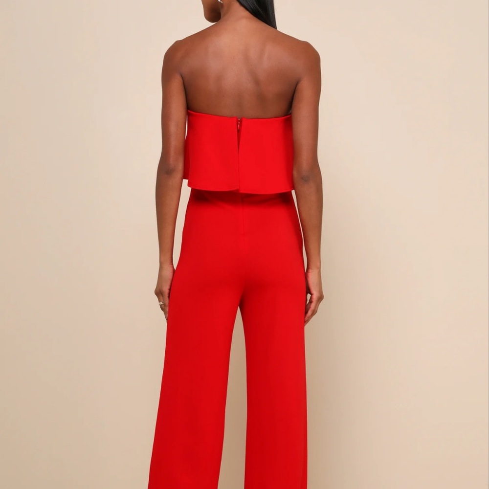 Lulu's Scarlet Strapless Jumpsuit